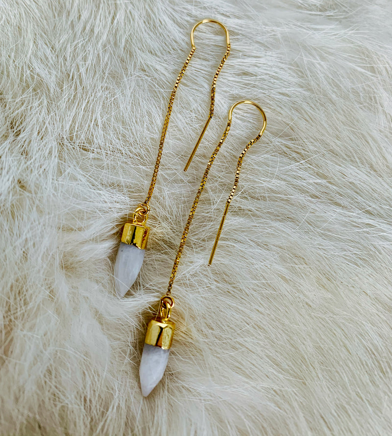 Pair of moonstone threader earrings