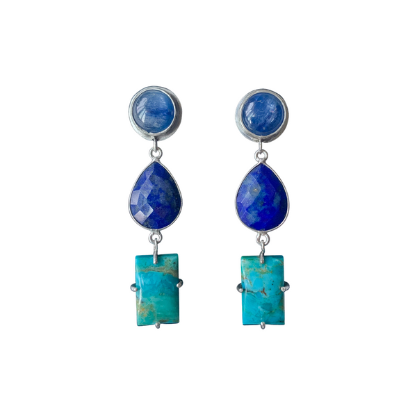 Kyanite Lapis Turquoise Earrings
