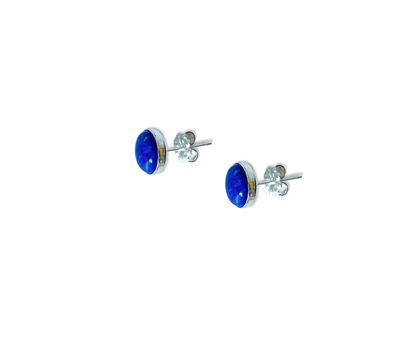 Silver with Blue Lapis Lazuli Stud Earrings