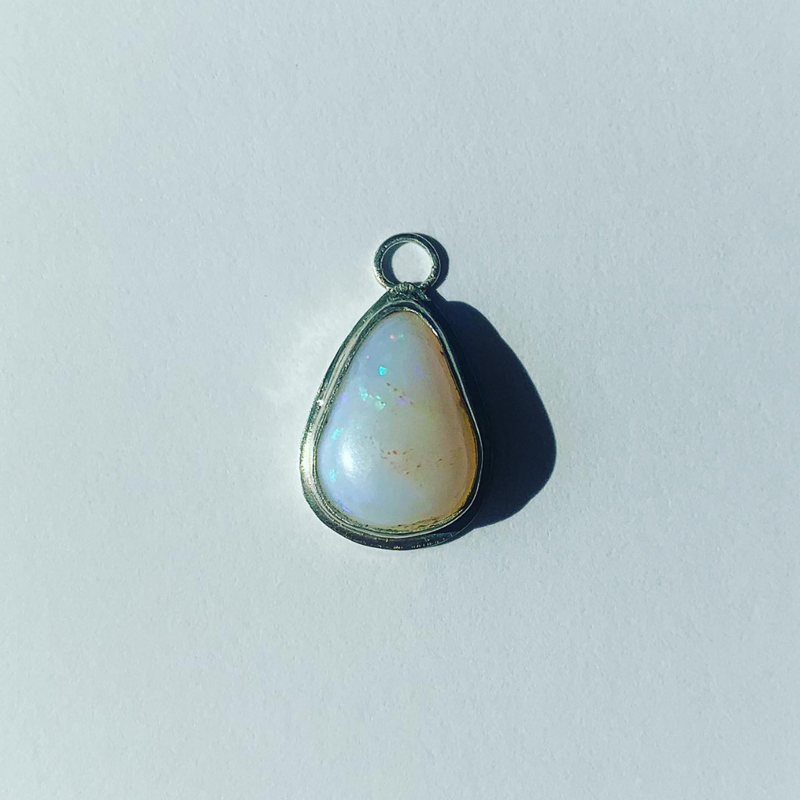 White Opal Pendant with Heart Detail