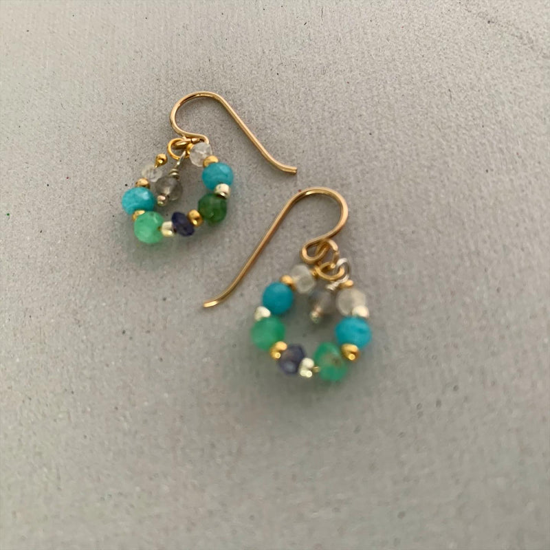 Gemstone Dangle Earrings With Gold & Silver